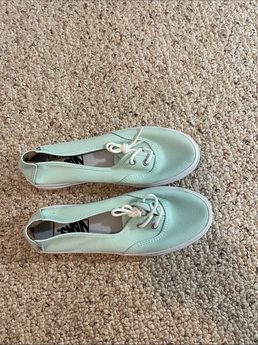 Vans Mint Green Low-Top Canvas Sneakers with White Trim